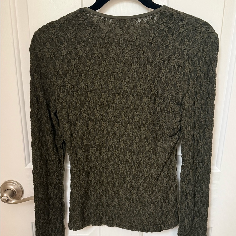 rag & bone Ellie Lace Top Long Sleeve Blouse - Olive - Picture 3 of 3